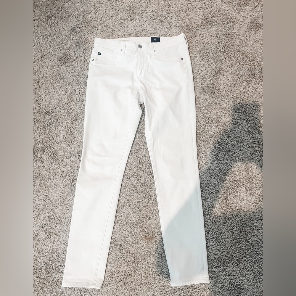 AG Adriano Goldschmeid The Legging Ankle Super Skinny White Jeans Size 29